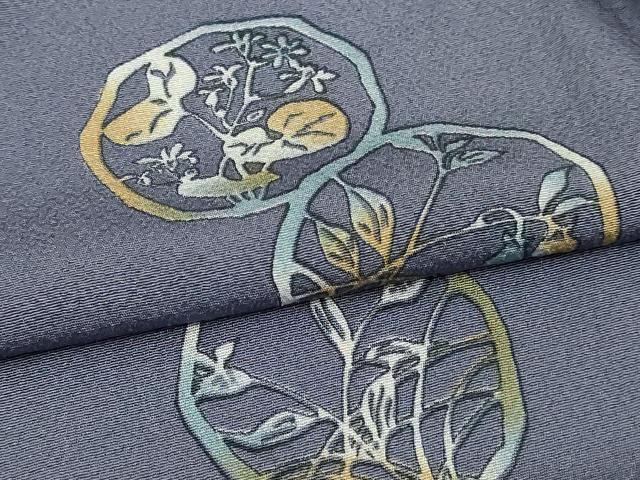 平和屋着物▽上質な小紋　単衣　草花丸文　正絹　逸品　DABI1153sf