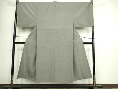 平和屋着物▽男性 お召 単衣 柳煤竹色 キングサイズ 正絹 逸品 DABI1154sf