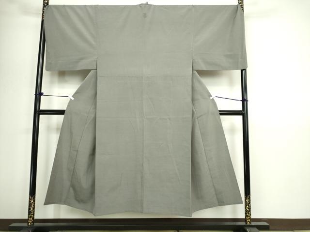 平和屋着物▽男性 お召 単衣 柳煤竹色 キングサイズ 正絹 逸品 DABI1154sf