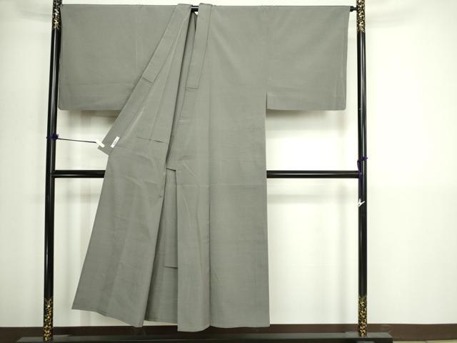 平和屋着物▽男性 お召 単衣 柳煤竹色 キングサイズ 正絹 逸品 DABI1154sf