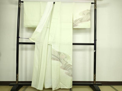 平和屋着物▽中国三大刺繍　汕頭刺繍　スワトウ刺繍　総刺繍　訪問着　単衣　尾長鳥花文　正絹　逸品　DABI1158sf