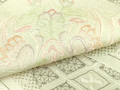 平和屋着物▽中国三大刺繍　汕頭刺繍　スワトウ刺繍　総刺繍　訪問着　単衣　尾長鳥花文　正絹　逸品　DABI1158sf