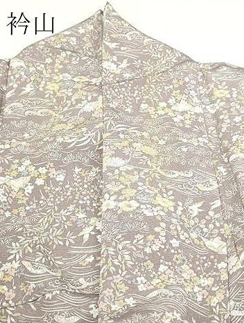 平和屋着物▽上質な小紋　単衣　草花文　正絹　逸品　DABI1159sf