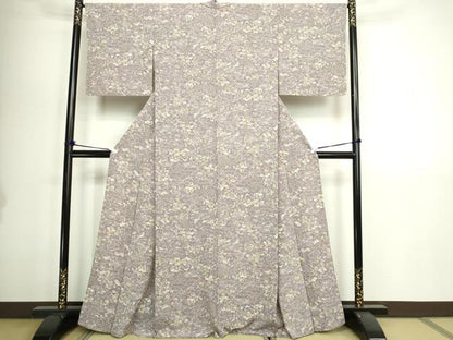 平和屋着物▽上質な小紋　単衣　草花文　正絹　逸品　DABI1159sf