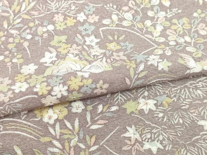 平和屋着物▽上質な小紋　単衣　草花文　正絹　逸品　DABI1159sf