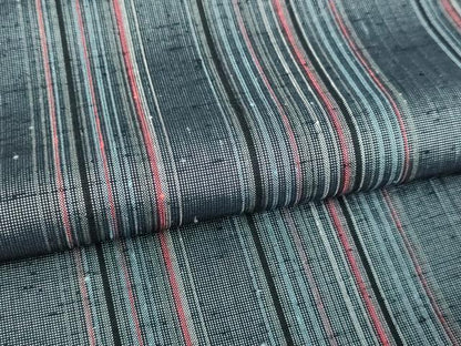 平和屋着物▽上質な紬　単衣　縞　正絹　逸品　DABI1160sf