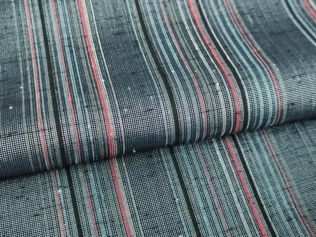 平和屋着物▽上質な紬　単衣　縞　正絹　逸品　DABI1160sf