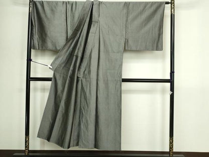 平和屋着物▽男性　お召　単衣　変わり間道　キングサイズ　正絹　逸品　DABI1161sf