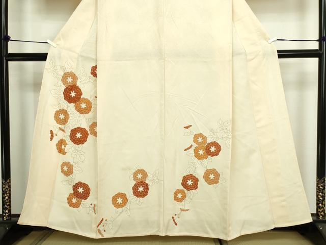 平和屋着物▽訪問着　単衣　駒刺繍　草花文　金彩　正絹　逸品　DABI1166sf