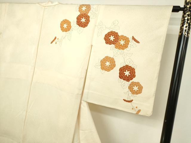 平和屋着物▽訪問着　単衣　駒刺繍　草花文　金彩　正絹　逸品　DABI1166sf