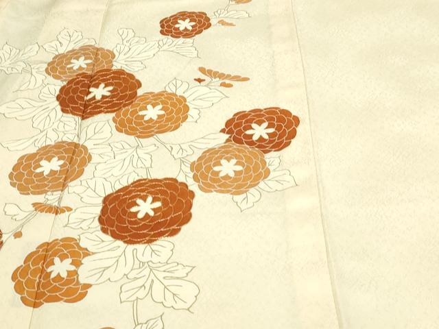 平和屋着物▽訪問着　単衣　駒刺繍　草花文　金彩　正絹　逸品　DABI1166sf