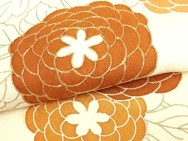 平和屋着物▽訪問着　単衣　駒刺繍　草花文　金彩　正絹　逸品　DABI1166sf