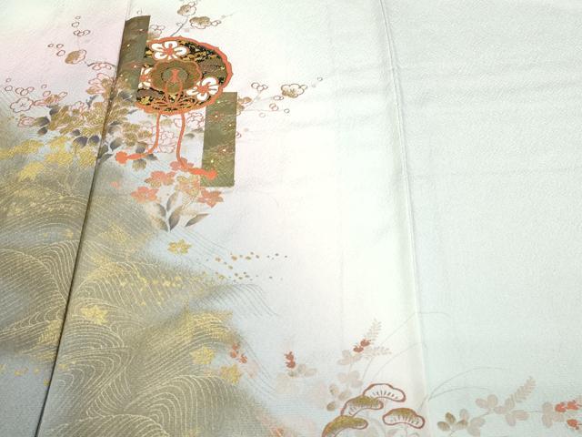平和屋着物▽訪問着　単衣　草花文　暈し染め　金彩　正絹　逸品　DABI1167sf