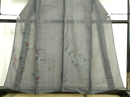 平和屋着物▽訪問着　無双　紗袷　紗×絽　草花丸文　正絹　逸品　DABI1171sf