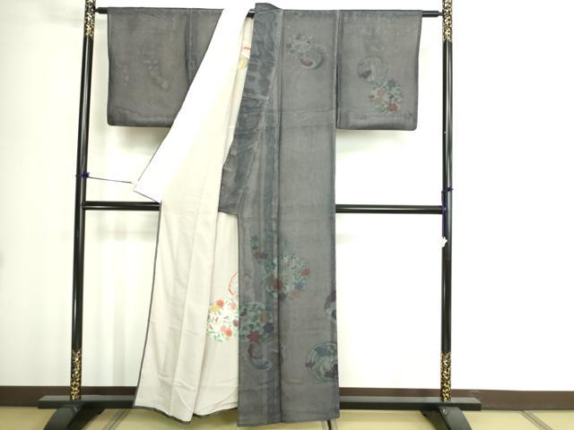 平和屋着物▽訪問着　無双　紗袷　紗×絽　草花丸文　正絹　逸品　DABI1171sf