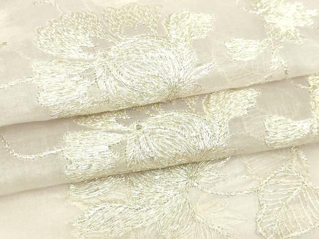 平和屋着物▽道中着　スリーシーズン　春夏秋　塵除け　オーガンジー　花唐草文　銀糸　正絹　逸品　DABI1172sf