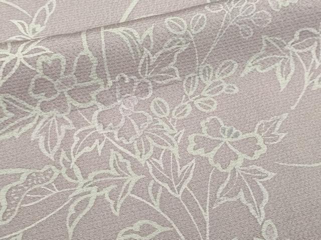 平和屋着物▽上質な小紋　単衣　草花文　正絹　逸品　DABI1174sf