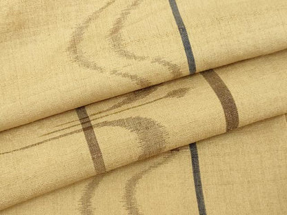 平和屋着物▽上質な紬　単衣　琉球絣文様　正絹　逸品　DABI1178sf
