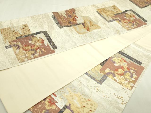 平和屋本店▼六通柄袋帯　草花文　純金二重箔　正絹　逸品　DABI1189sf