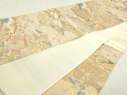 平和屋本店▼六通柄袋帯　平安の四季　純金箔二重織　正絹　逸品　DABI1190sf