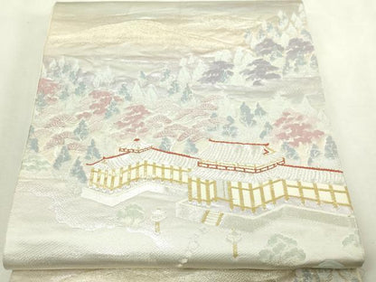 平和屋本店▼六通柄袋帯　風景文　本金二重箔　正絹　逸品　DABI1193sf