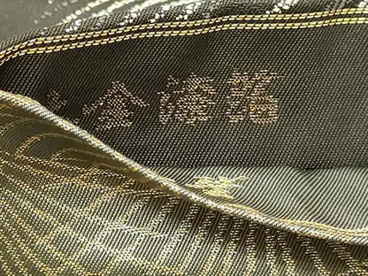 平和屋本店▼両面　六通柄袋帯　長寿　若松紋　流水紋様　本金漆箔　正絹　逸品　DABI1196sf