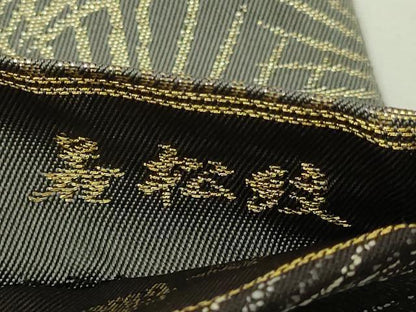 平和屋本店▼両面　六通柄袋帯　長寿　若松紋　流水紋様　本金漆箔　正絹　逸品　DABI1196sf