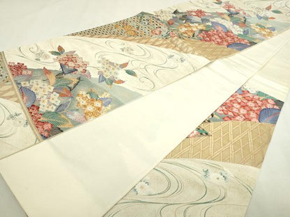 平和屋本店▼本加賀友禅作家 百貫華峰 「美しいキモノ」お馴染みのメーカー となみ織物 六通柄袋帯 唐織　紫陽花　純金箔　逸品 DABI1207sf