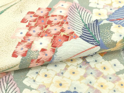 平和屋本店▼本加賀友禅作家 百貫華峰 「美しいキモノ」お馴染みのメーカー となみ織物 六通柄袋帯 唐織　紫陽花　純金箔　逸品 DABI1207sf