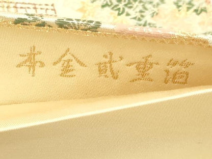 平和屋本店▼六通柄袋帯　九百錦　風景文　本金弐重箔　正絹　逸品　DABI1213sf