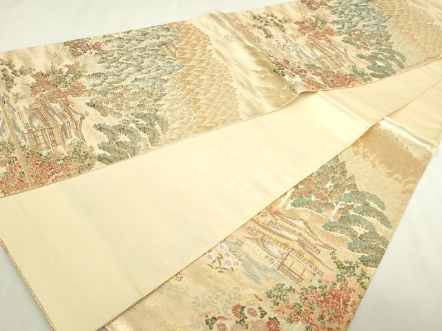 平和屋本店▼六通柄袋帯　九百錦　風景文　本金弐重箔　正絹　逸品　DABI1213sf