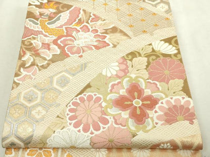 平和屋本店▼佐賀錦　六通柄袋帯　鳳凰花文　24Ｋ本金箔　プラチナ箔　正絹　逸品　DABI1214sf