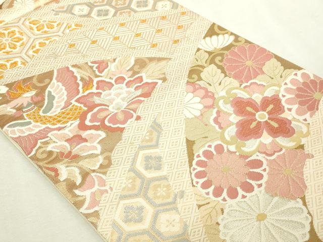 平和屋本店▼佐賀錦　六通柄袋帯　鳳凰花文　24Ｋ本金箔　プラチナ箔　正絹　逸品　DABI1214sf