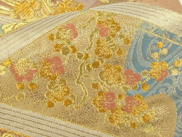 平和屋本店▼六通柄袋帯　飛鶴花文　本金箔　本金糸　正絹　逸品　DABI1215sf