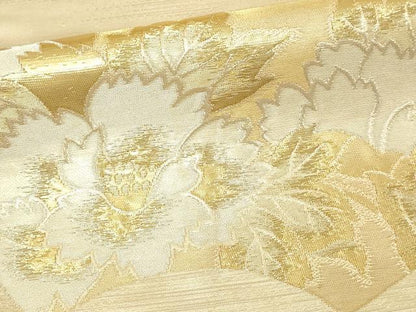 平和屋本店▼六通柄袋帯　地紙花文　純金二重箔　正絹　逸品　DABI1216sf
