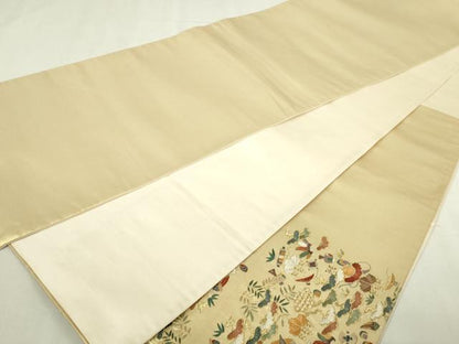 平和屋本店▼太鼓柄袋帯　総刺繍　宝尽くし文　本金箔　正絹　逸品　DABI1219sf