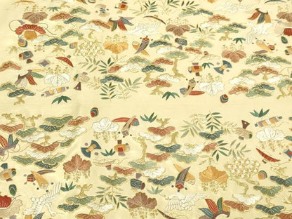 平和屋本店▼太鼓柄袋帯　総刺繍　宝尽くし文　本金箔　正絹　逸品　DABI1219sf