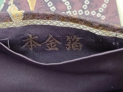 平和屋本店▼六通柄袋帯　辻ヶ花　水明寿花文　本金箔　正絹　逸品　DABI1220sf