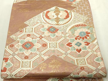 平和屋本店▼六通柄袋帯　唐織　松風　弐捨四金箔　正絹　逸品　DABI1232sf