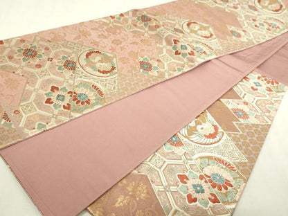 平和屋本店▼六通柄袋帯　唐織　松風　弐捨四金箔　正絹　逸品　DABI1232sf