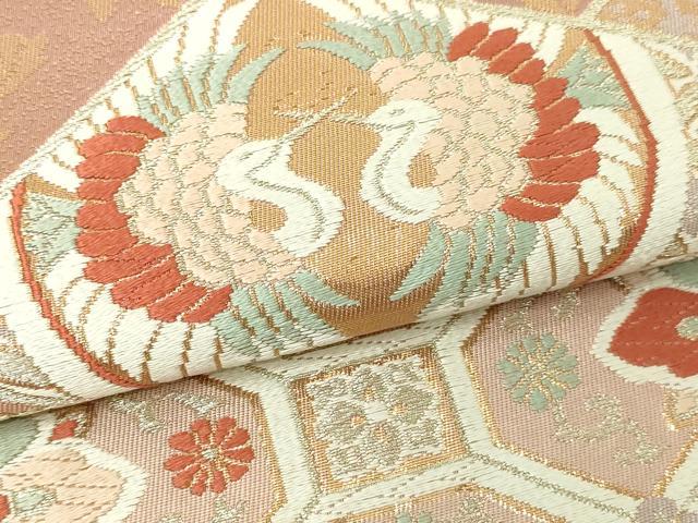 平和屋本店▼六通柄袋帯　唐織　松風　弐捨四金箔　正絹　逸品　DABI1232sf