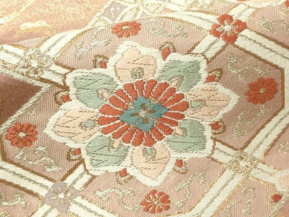 平和屋本店▼六通柄袋帯　唐織　松風　弐捨四金箔　正絹　逸品　DABI1232sf