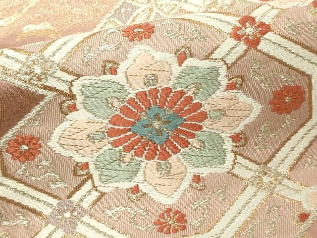 平和屋本店▼六通柄袋帯　唐織　松風　弐捨四金箔　正絹　逸品　DABI1232sf