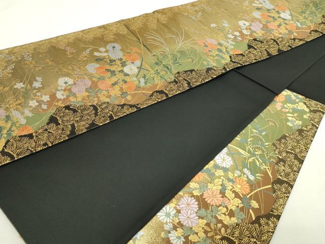 平和屋本店▼六通柄袋帯　華苑蒔絵錦　本金二重箔　正絹　逸品　DABI1233sf