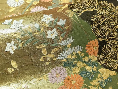 平和屋本店▼六通柄袋帯　華苑蒔絵錦　本金二重箔　正絹　逸品　DABI1233sf