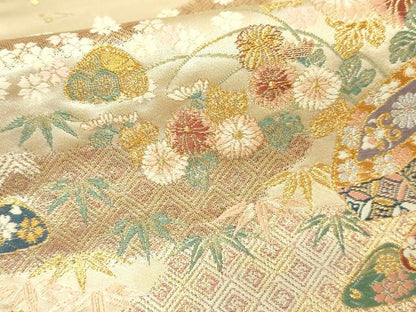 平和屋本店▼六通柄袋帯　九百錦　松竹梅　本金箔　正絹　逸品　DABI1235sf