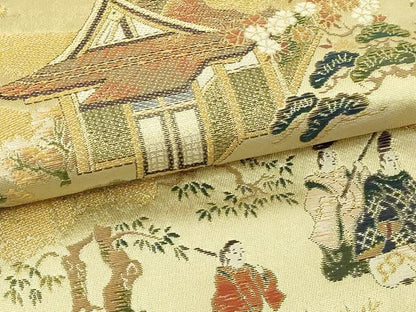 平和屋本店▼六通柄袋帯　源氏物語朝顔之帖　本金引箔五連作之伍　正絹　逸品　DABI1239sf