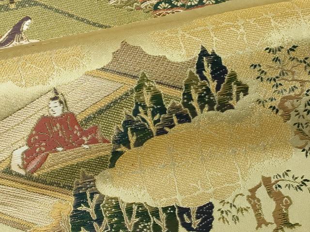 平和屋本店▼六通柄袋帯　源氏物語朝顔之帖　本金引箔五連作之伍　正絹　逸品　DABI1239sf