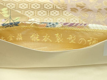 平和屋本店▼六通柄袋帯　唐織　能衣裂型の調　本金箔　正絹　逸品　DABI1244sf