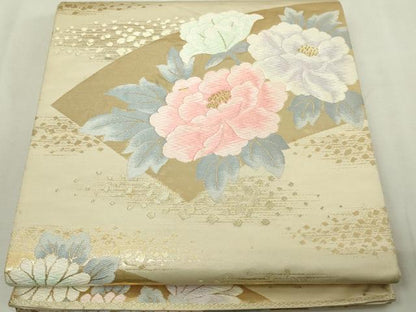 平和屋本店▼六通柄袋帯　唐織　草花文　純絵箔貮拾四金　正絹　逸品　DABI1246sf